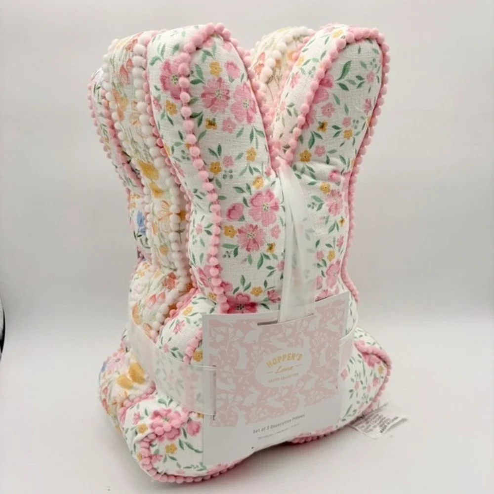 Hopper's Lane Easter Collection Set of‎ 3 Floral Bunny Decorative Pillows 16x12